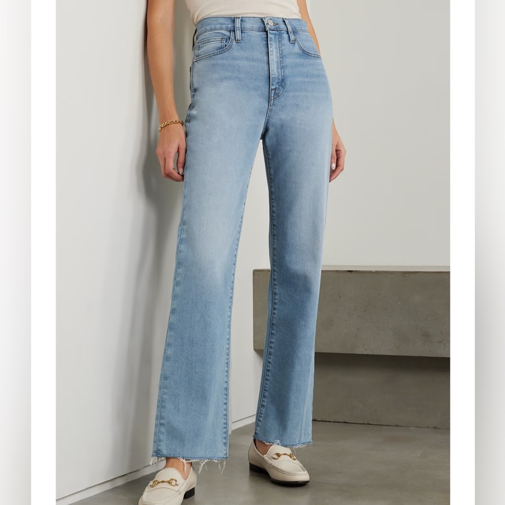 Frame Denim Light Blue Le Jane High Rise Straight Jeans